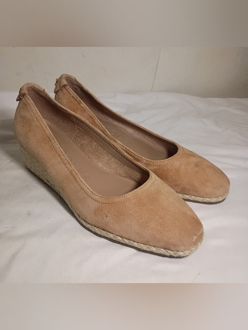 Aerosoles Roma Women’s Espadrille Wedge Pump Tan Suede Slip On Shoe Size 7.5 M